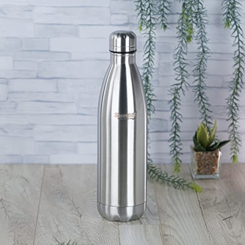 Sumeet Stainless Steel Double Walled Flask / Water Bottle, 24 Hours Hot and Cold, 800 ml, Silver