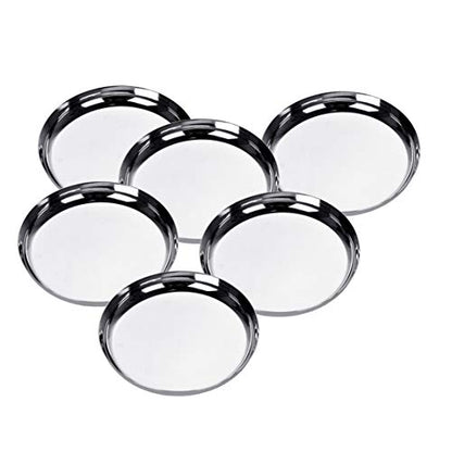 Sumeet Stainless Steel Apple Shape Heavy Gauge Dessert Plates with Mirror Finish -17.8Cm Dia - Set of 6 Pcs