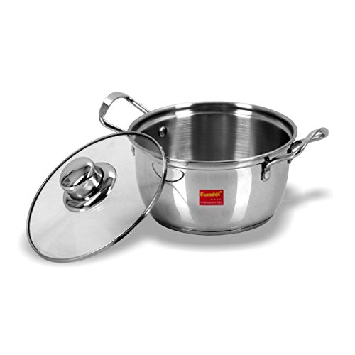 Sumeet Stainless Steel Induction Bottom (Encapsulated Bottom) Induction & Gas Stove Friendly Conical Shape Casserole