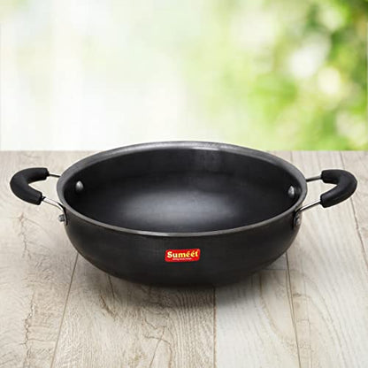 Sumeet Pre Seasoned Iron Kadai 2.5mm Thick (Double Side Handle) 25.2 cm, 3 LTR