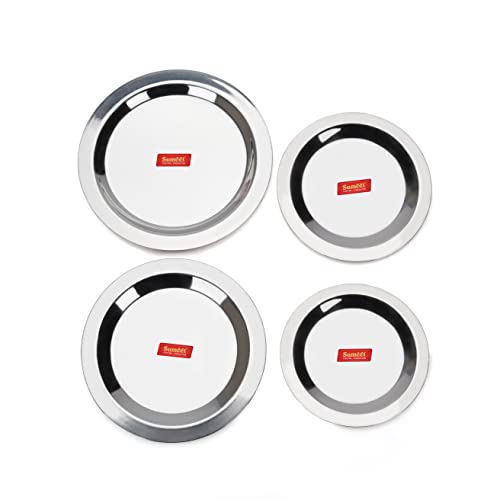 Sumeet Stainless Steel Heavy Gauge Ciba/Lids/Tope/Cheeba Cover Set of 4 Pcs (Small Size 12.3cm, 13.8cm, 15.5cm, 16.7cm)