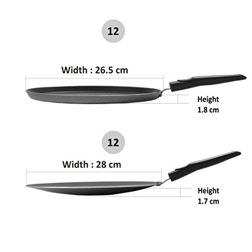 Sumeet 4mm Nonstick Heavy Dosa Tawa and Heavy Concave Tawa 2pcs Combo Set.