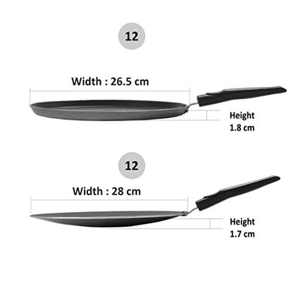 Sumeet 4mm Nonstick Heavy Dosa Tawa and Heavy Concave Tawa 2pcs Combo Set.