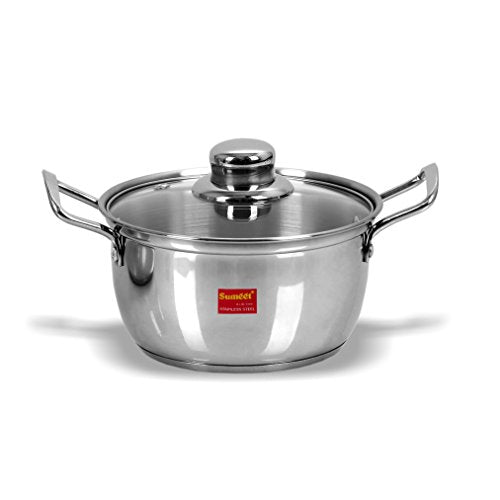 Sumeet Stainless Steel Induction Bottom (Encapsulated Bottom) Induction & Gas Stove Friendly Conical Shape Casserole