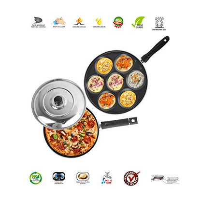 Sumeet 2.6mm Thick Non-Stick Carmine Cookware Set (Multi Snack Maker – 26.5cm Dia + Pizza Pan – 23cm Dia)