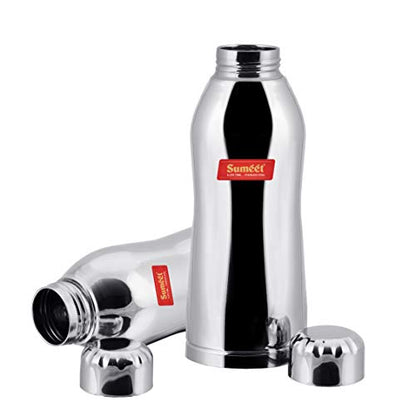 Sumeet Stainless Steel Airtight and Leak Proof Delux Fridge Water Bottle 750Ml, Set of 2pc