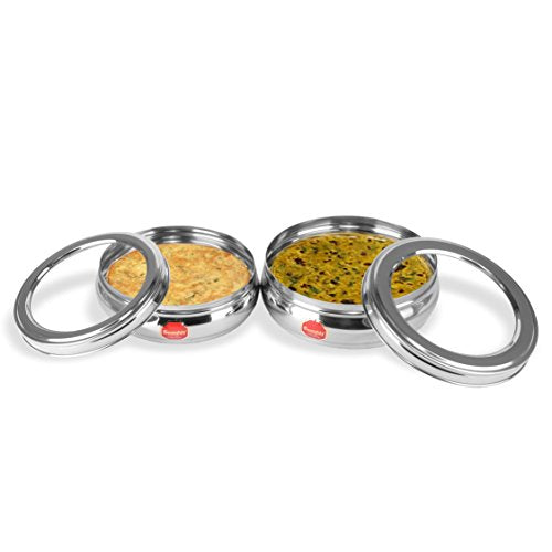 Belly Shape Stainless Steel See Through flat storage container / Puri Dabba