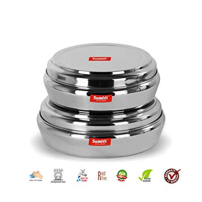 Sumeet Stainless Steel Conical Shape Flat Canisters Set of 2 Pc (Capacity - 2Ltr, 2.5Ltr)