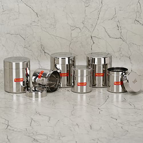 Sumeet Stainless Steel Small Canisters/Jars/Ubha Dabba/Storage Containers Set