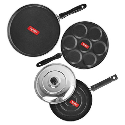 Sumeet 2.6mm Thick Non-Stick Rory Combo Set (Dosa Tawa – 26.5cm Dia + Multi Snack Maker – 26.5cm Dia + Pizza Pan – 23cm Dia)