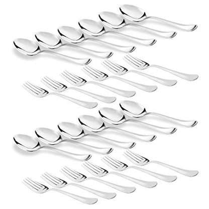 Sumeet Stainless Steel Premium Quality Spoon and Fork Set of 24 Pc (Dessert/Table Spoon 12 Pc (18.5cm L), Dessert/Table Fork 12 Pc (18.2cm L))– (1.6mm Thick)