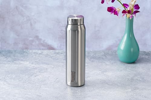 Sumeet Spark-Aqua Stainless Steel Leak Proof Water Bottle Office/School/College/Gym/Picnic/Home/Fridge - 900ml |Pack of 1| Silver