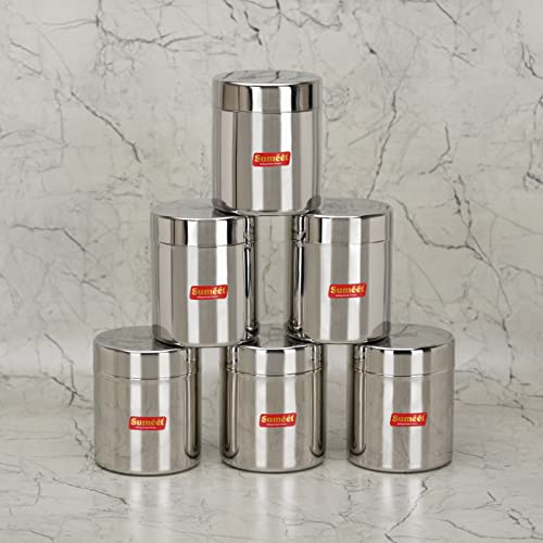 Sumeet Stainless Steel Small Canisters/Jars/Ubha Dabba/Storage Containers Set