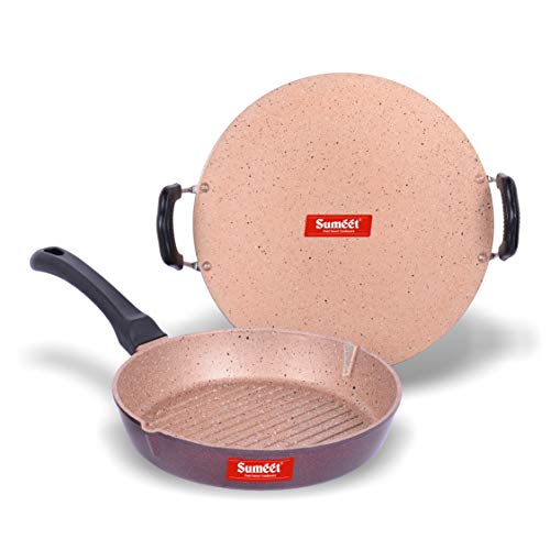 Sumeet Nonstick Granite Finish Unique Cookware Set (Saral Tawa 30.5cm Dia + Round Grill Pan 25.5cm Dia)