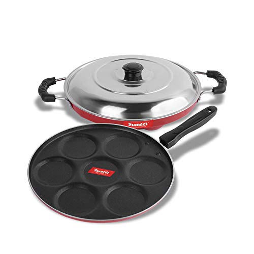 Sumeet 2.6mm Thick Non-Stick Currant Cookware Set (Multi Snack Maker – 26.5cm Dia + Grill Appam Patra with Lid – 23cm Dia)