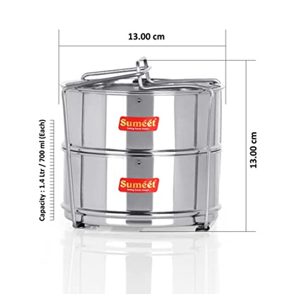 Sumeet Stainless Steel Deep Stakable Container/Separator with Lid and Lifter Suitable for 3 LTR Outer Lid Cooker