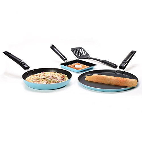 Sumeet Breakfast Set (Dosa Tawa: 10 IN, Tapper Pan: 0.5 Liter, Sandwich Pan: 5 IN),Blue