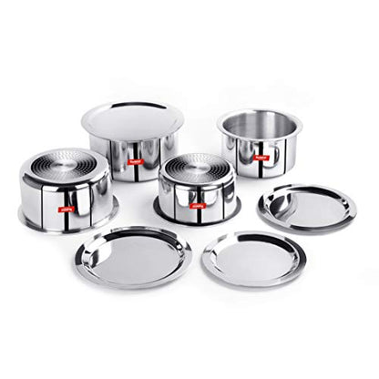 Sumeet 3mm Induction Bottom Aluminium Tope with Stainless Steel Lid - Set of 4 Pcs, (1.5Ltr, 2Ltr, 2.5Ltr, 3Ltr)