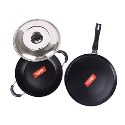 Sumeet Nonstick Induction Base Cookware Set of Tawa + Kadhai with S.S. Lid (2 LTR)