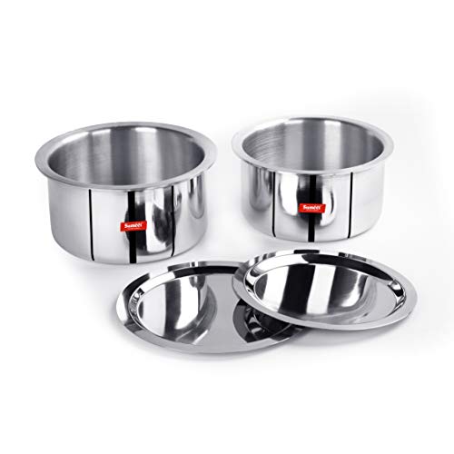 Sumeet 3mm Induction Bottom Aluminium Tope with Stainless Steel Lid - Set of 2 Pcs, (1.5Ltr, 2Ltr)