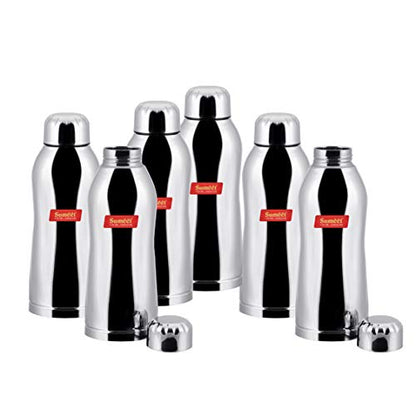 Sumeet Stainless Steel Airtight and Leak Proof Fridge Delux Water Bottle 750Ml, Set