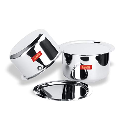 Stainless Steel Cookware/Tope Set: 2 Large-Sized Containers with Lids