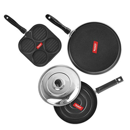 Sumeet 2.6mm Thick Non-Stick Flynn Combo Set (Dosa Tawa – 26.5cm Dia + Mini Multi Snack Maker – 19.5cm Dia + Pizza Pan – 23cm Dia)