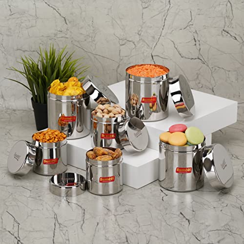 Sumeet Stainless Steel Small Canisters/Jars/Ubha Dabba/Storage Containers Set