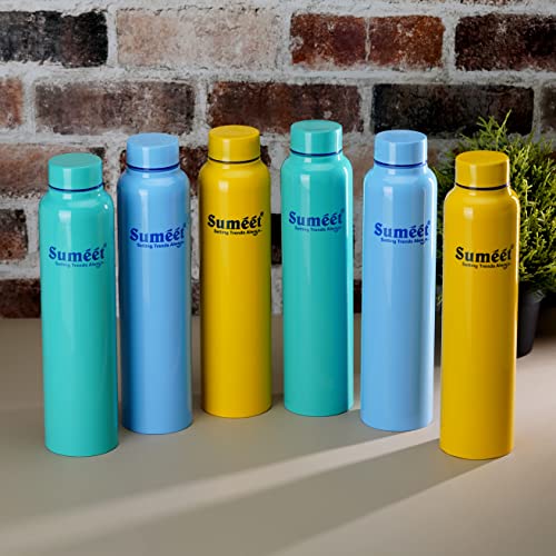  Sumeet Sleek Stainless Steel Leak-Proof Water Bottle / Fridge  Bottle - 1000ML - (Set of 6) : Home & Kitchen