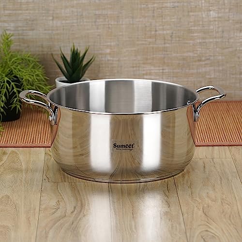 Sumeet Stainless Steel Induction Bottom (Encapsulated Bottom) Casserole 3.2 LTR, 20 cm Dia, Silver