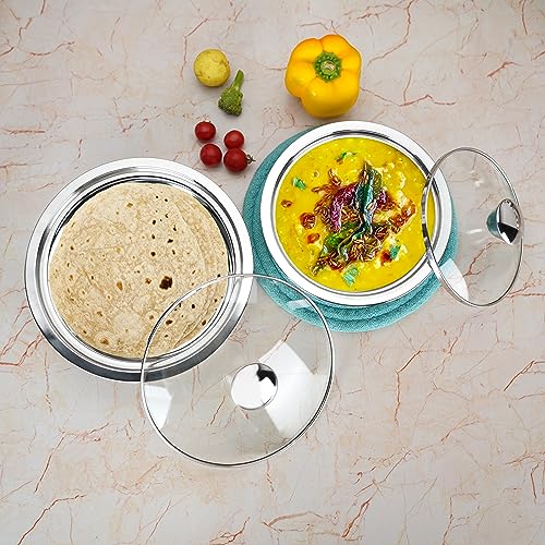 Sumeet Smart Serve Stainless Steel Combo of Double Wall Insulated Sabji/Gravy Pot & Roti/Chapati Pot 1L Each, Set of 2PC, Silver