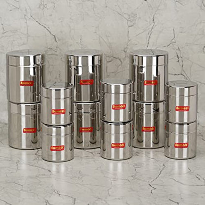 Sumeet Stainless Steel Small Canisters/Jars/Ubha Dabba/Storage Containers Set