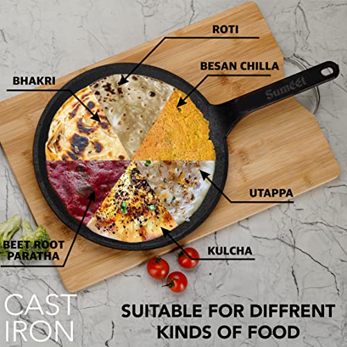 Buy Sumeet Super Smooth Gold Series Pre Seasoned Cast Iron Concave Tawa for  Roti/Chapati/Naan