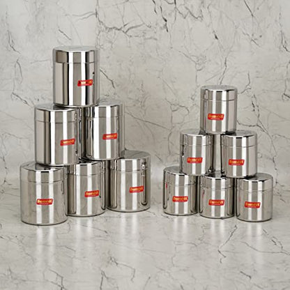 Sumeet Stainless Steel Small Canisters/Jars/Ubha Dabba/Storage Containers Set