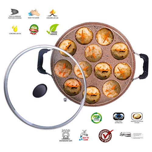 Sumeet Aluminium Appam Patra With Lid, 12 Piece (Peach)