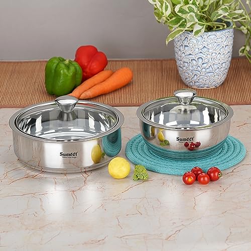 Sumeet Smart Serve Stainless Steel Combo of Double Wall Insulated Sabji/Gravy Pot & Roti/Chapati Pot 1L Each, Set of 2PC, Silver