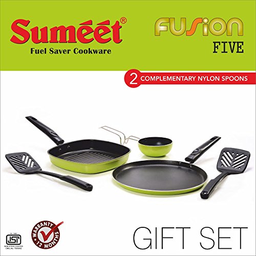 Sumeet Fusion Five Nonstick Gift Set (Dosa Tawa: 11 in, Grill Pan:1 Liter, Tadka Pan: 150 Ml)