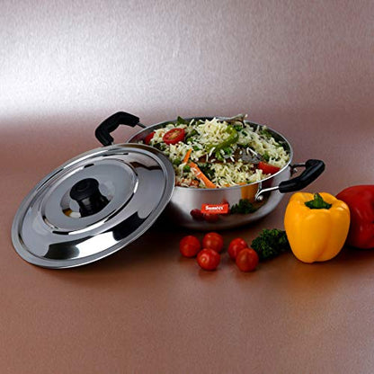 Sumeet 3mm Induction Bottom Aluminium Kadai with S.S. Lid (2.3Ltr, 22.2cm)