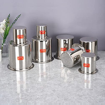 Sumeet Stainless Steel Ganj / Milk Boiler / Milk Pot /Long Tapeli Set of 8 Pieces (400ml, 550ml, 750ml, 1150ml, 1450ml,1800ml, 2250ml, 2700ml), Silver