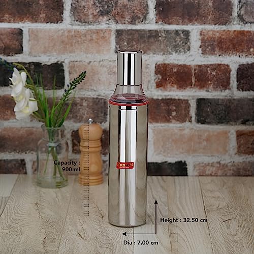 Sumeet Stainless Steel Nozzle Oil Dispenser |Oil Bottle | Oil Container | Oil Pourer | Vinegar Bottle | Olive Oil Bottle | Oil Can, 900ML, Pack of 1, Silver