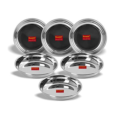 Sumeet Stainless Steel Heavy Gauge Small Halwa Plates with Mirror Finish