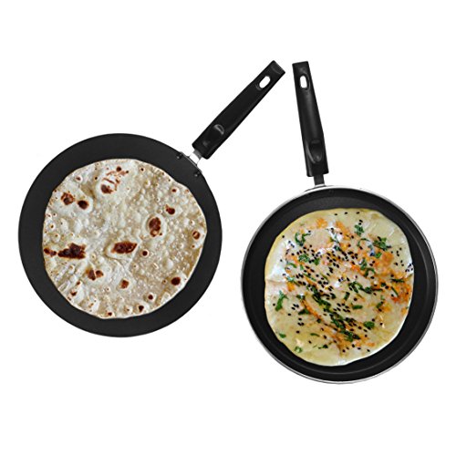 Sumeet 4mm Nonstick Heavy Dosa Tawa and Heavy Concave Tawa 2pcs Combo Set.