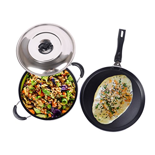 Sumeet Nonstick Induction Base Cookware Set of Tawa + Kadhai with S.S. Lid (2 LTR)