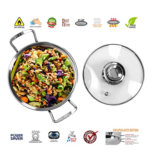 Sumeet Stainless Steel Induction Bottom (Encapsulated Bottom) Induction & Gas Stove Friendly Conical Shape Casserole