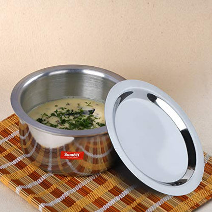 Sumeet 3mm Induction Bottom Aluminium Tope with Stainless Steel Lid - Set of 2 Pcs, (1.5Ltr, 2Ltr)