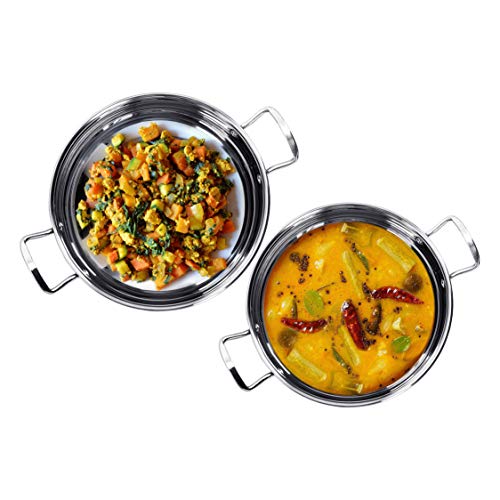 Sumeet Stainless Steel Induction Bottom (Encapsulated Bottom) Induction & Gas Stove Friendly Kadhai Set of 2