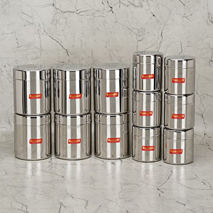 Sumeet Stainless Steel Small Canisters/Jars/Ubha Dabba/Storage Containers Set