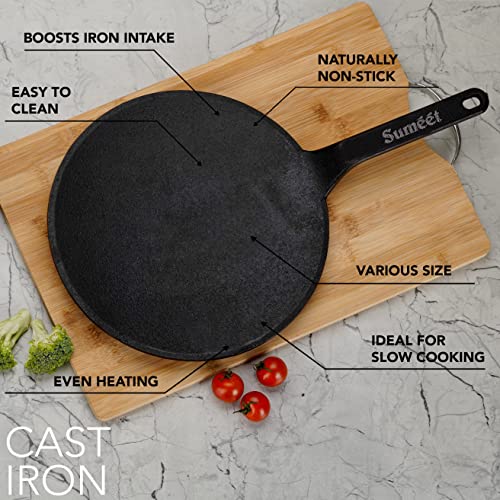 Pre Seasoned Cast Iron Concave Tawa with Handle