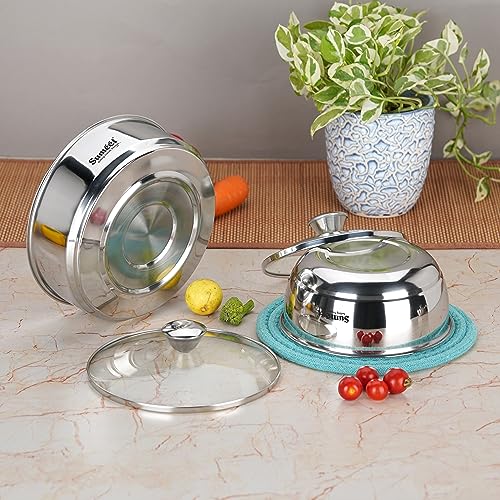 Sumeet Smart Serve Stainless Steel Combo of Double Wall Insulated Sabji/Gravy Pot & Roti/Chapati Pot 1L Each, Set of 2PC, Silver