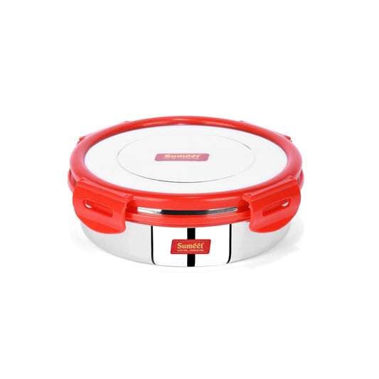 Sumeet Airtight & Leak Proof Steelexo S. S. Containers/Lunch Box with Stainless Steel Lid - Size 600ML -Red